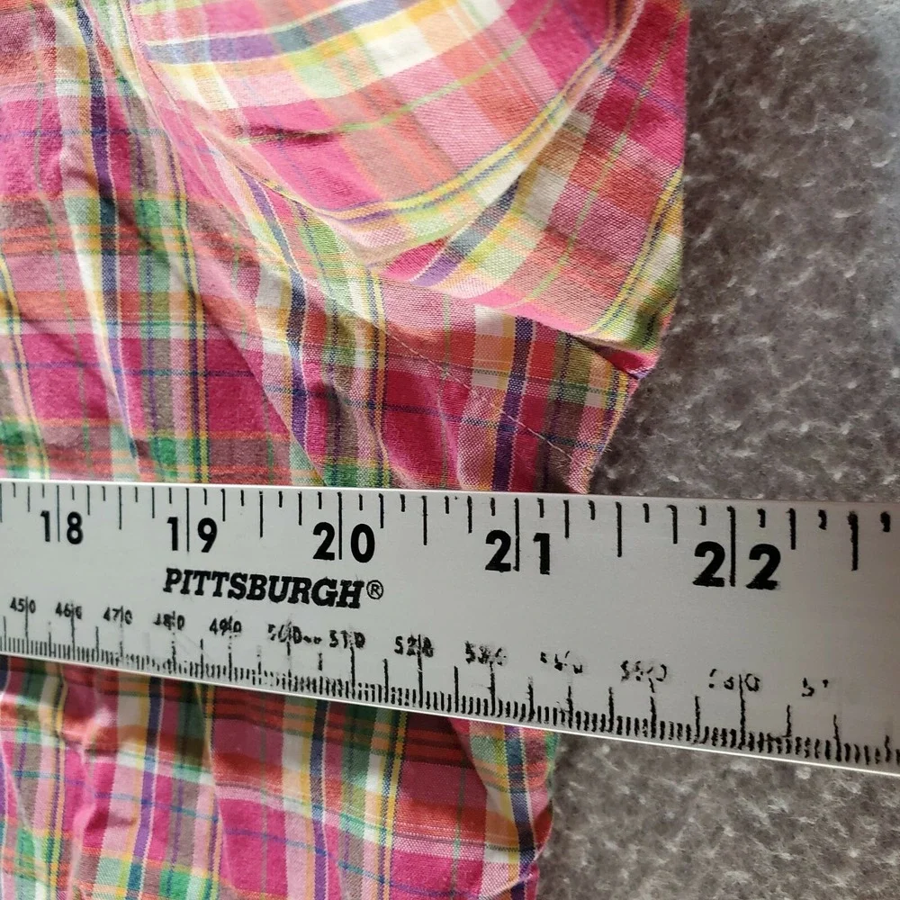 Ralph Lauren Men Button Up Medium Pink Plaid Custom Fit Tartan Long Sleeve